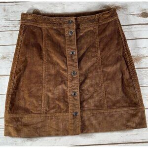 A Loves A Brown Corduroy Button Fron Mini Skirt Size 2 Fall Fashion